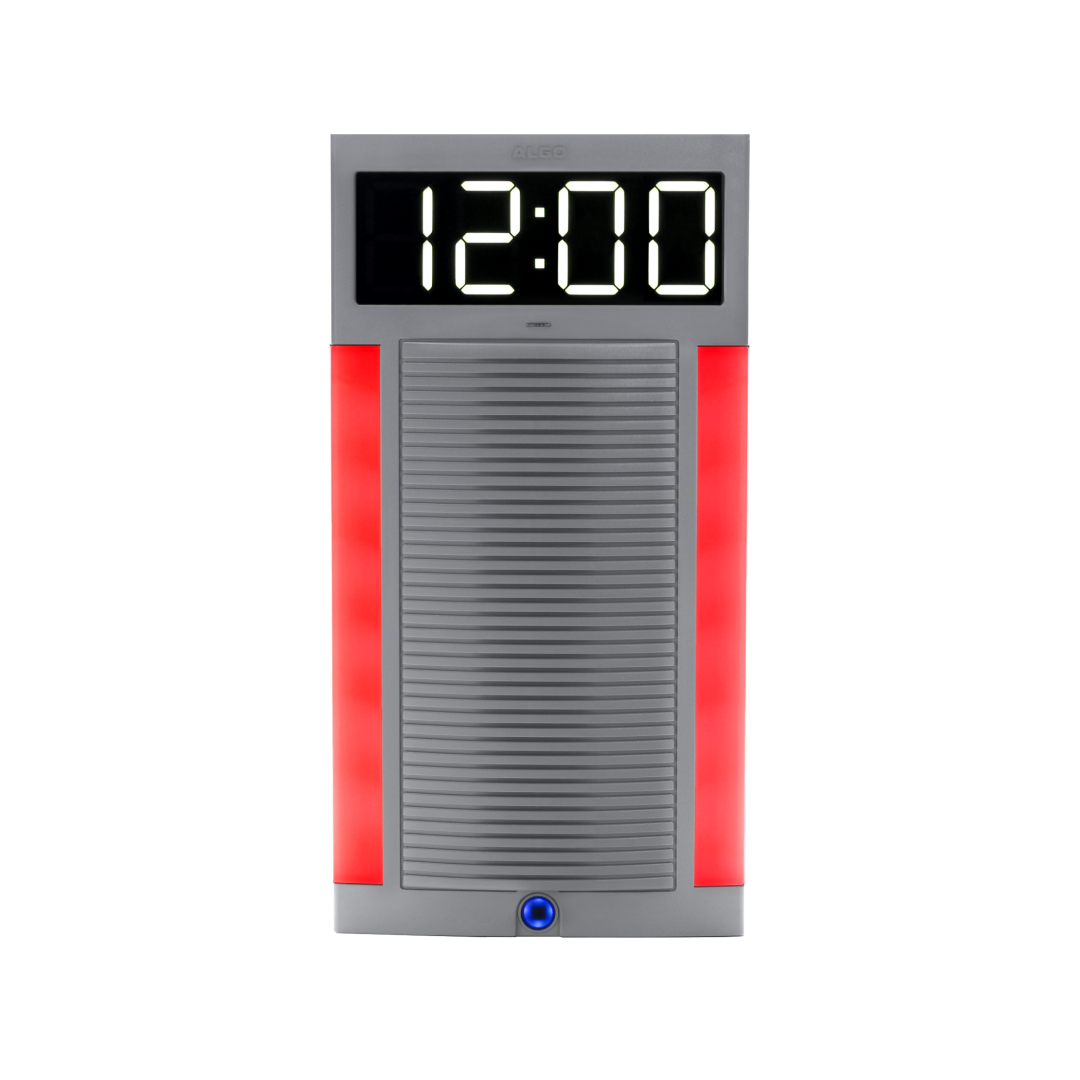 IP Speaker with clock and red strobe light flasher and alerter